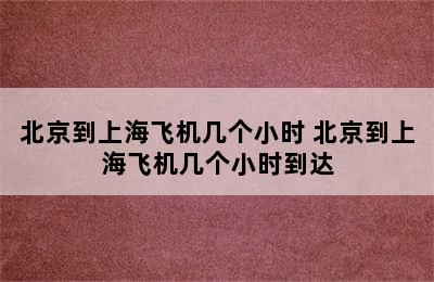 北京到上海飞机几个小时 北京到上海飞机几个小时到达